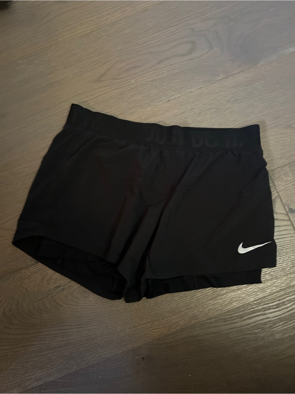 Nike Black Women's Athletic Shorts with White Swoosh